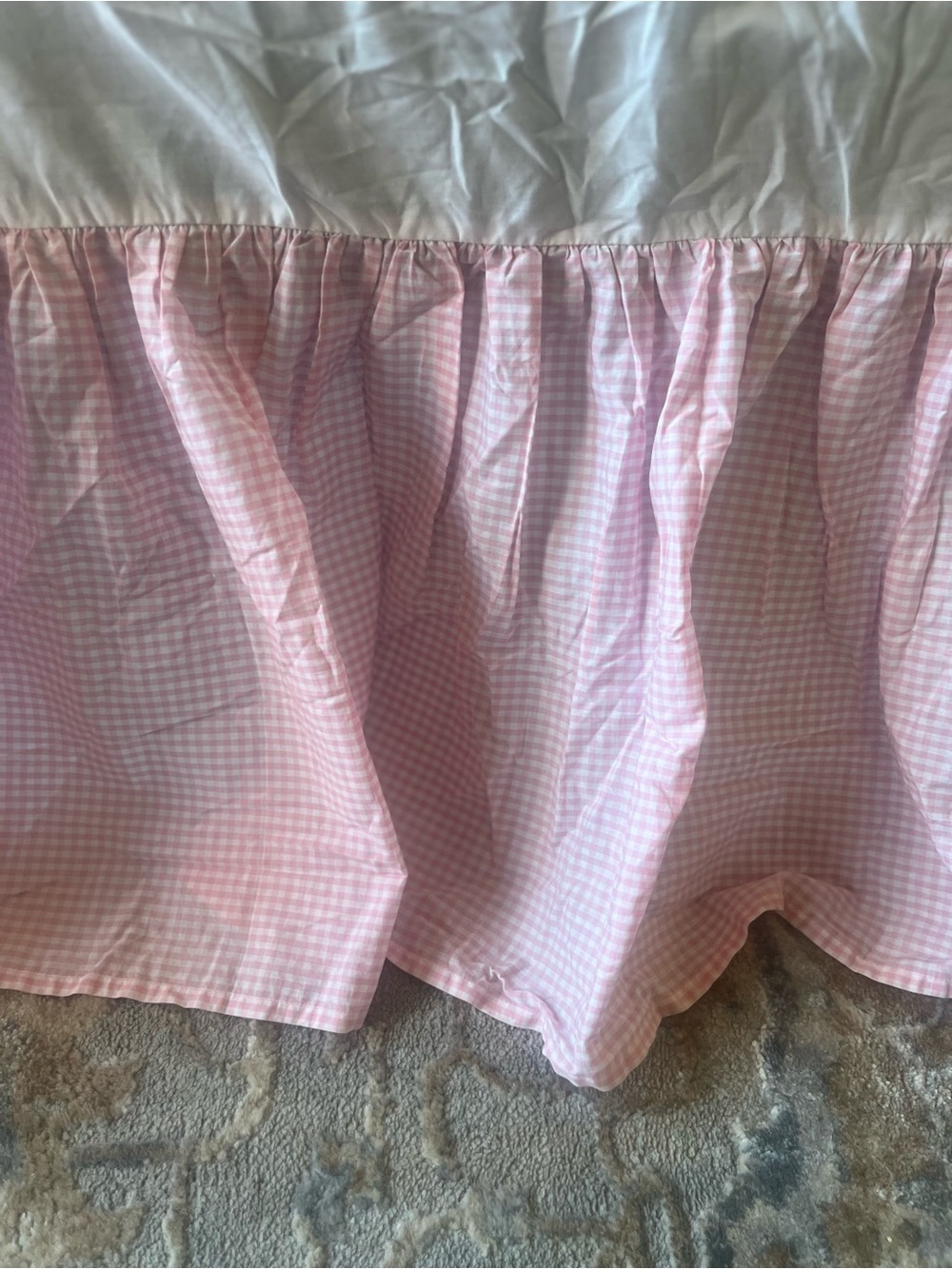 Pink Gingham Rooms That Rule Twin 100% Cotton 15” drop bedskirt